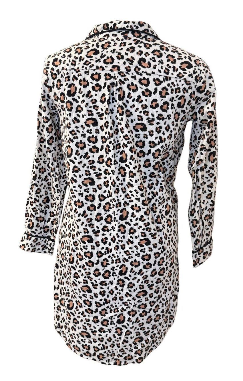 Liz Claiborne Animal Print Flannel Sleep Shirt Small Cheeta Loungewear Comfy Coz - Picture 3 of 8
